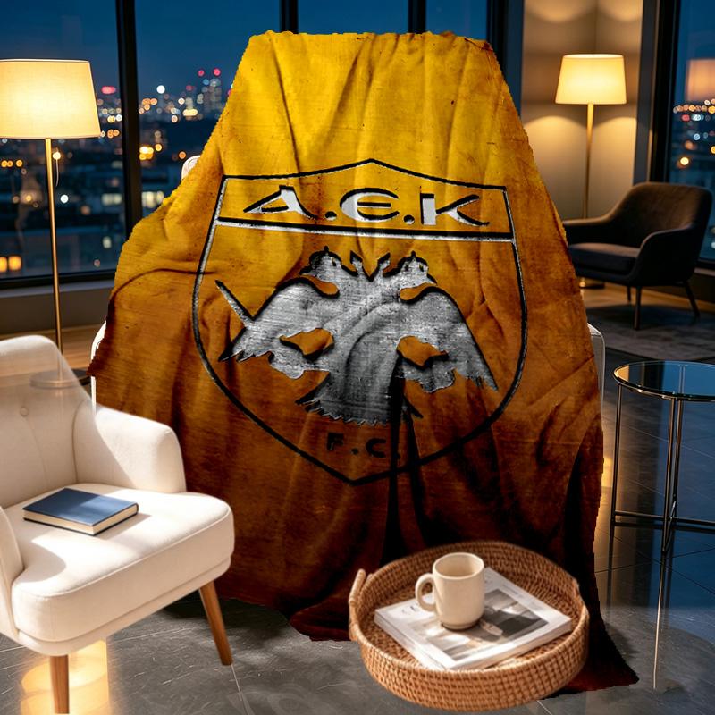 AEK Athens FC Print Blanket - Soft & Comfortable, for Bedroom, Travel, Sofa, Home Decoration - Birthday Christmas Gift for Friend