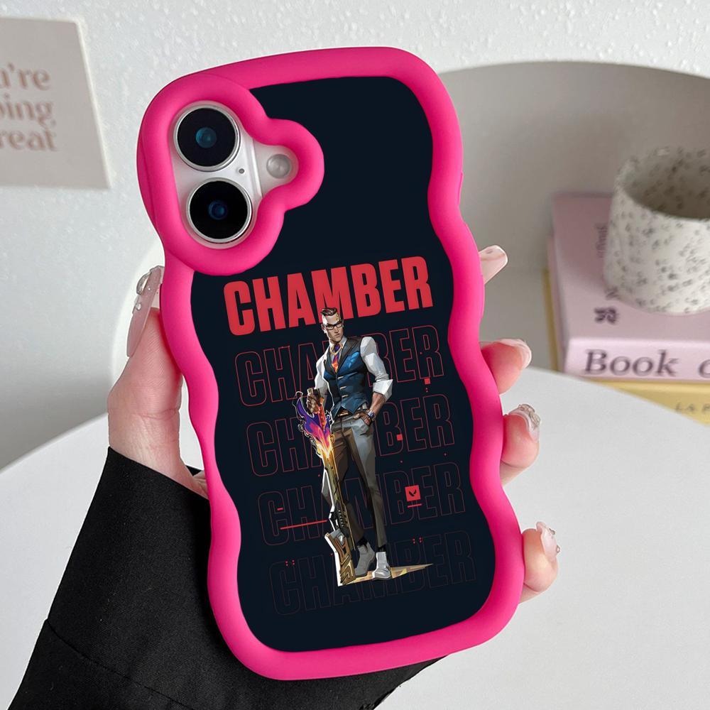 Valo Chamber Phone Case for iPhone 17 16 15 14 13 12 11 Air Pro Max Plus Red Soft TPU Wavy Edge Cover