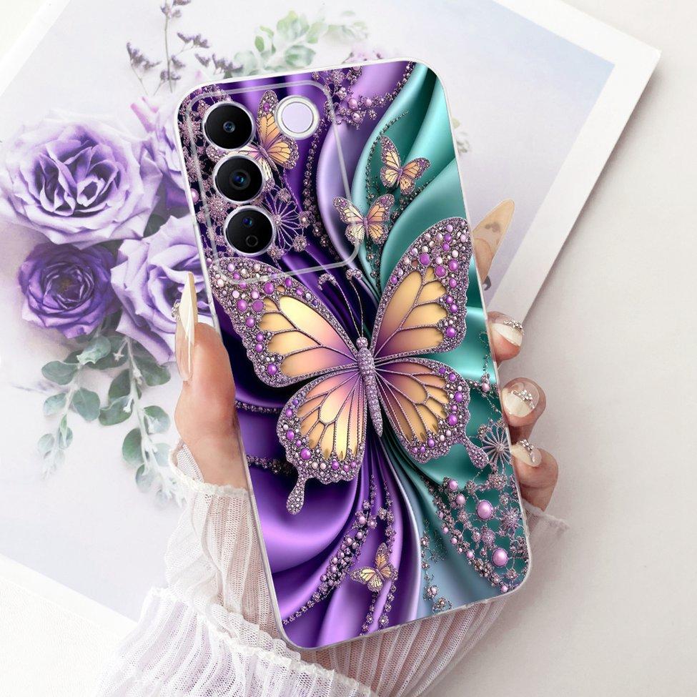 Transparent Cover For Vivo S16e 5G Case V2239A Cute Cat Fashion Butterfly Funny Painted Casing For VivoS16e 5G