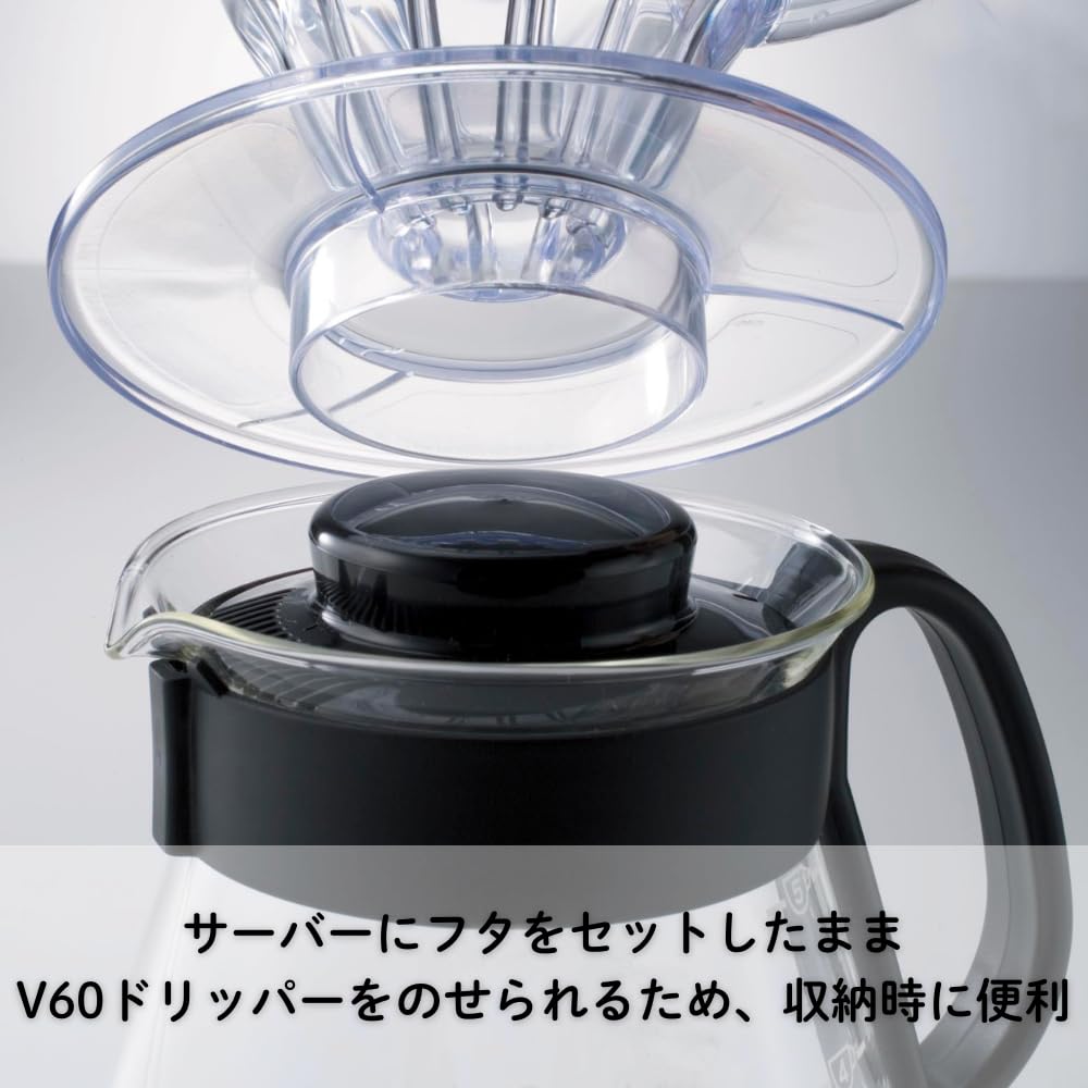 HARIO V60 Coffee Server 800ml, 2-6 Cups, Black, Heat-Resistant Glass, Made In Japan XVD-80B