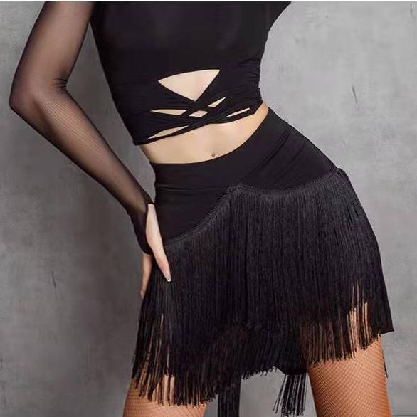 Юбка для латинских танцев, профессиональное танцевальное платье для взрослых, юбка для танго с нерегулярной бахромой