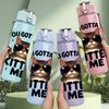 1PC You Gotta Be Kitten Me Cat 750ml Color Plastic Sports Water Bottle Leakproof Flip Straw Lid Suitable for Sports Office Home Use