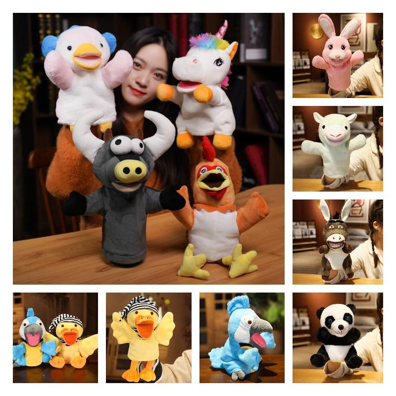 Большого размера кукла-марионетка фермерского животного Мягкая и пушистая Заяц Осел Панда Единорог Петух