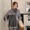 Women's Nordic Style Thickened Warm Shawl - Winter Imitation Cashmere with Geometric Lines