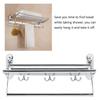Bathroom Stainless Steel Wall Mounted Folding Towel Rack Storage Holder Shelf with 3 Hooks