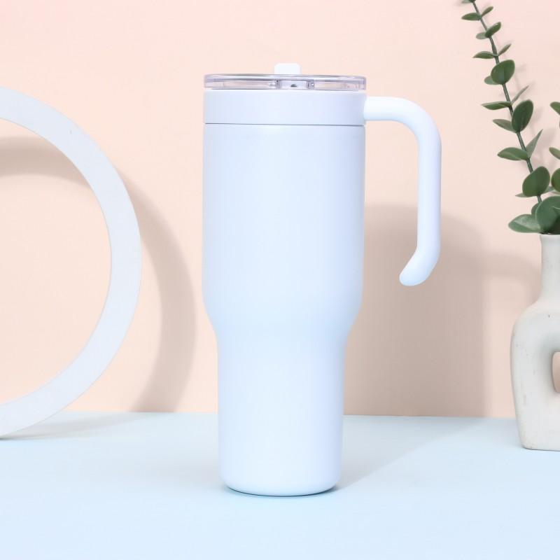 40oz Stainless Steel Travel Mug With Handle Straw Vacuum Insulated Car Cup Office Outdoor Camping