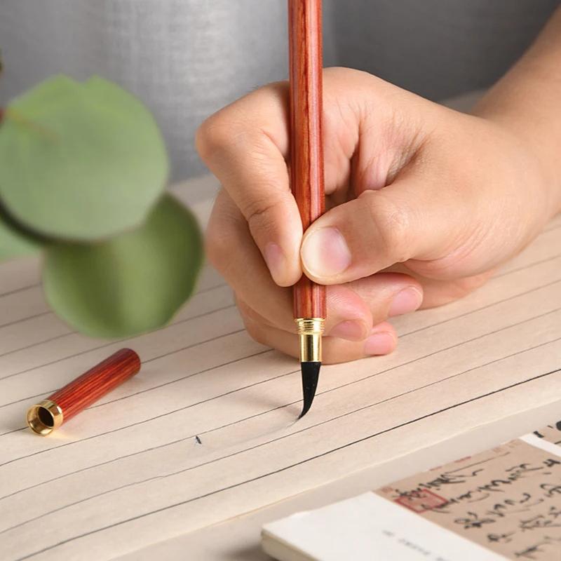 1 шт. кисть для каллиграфии, ручка-крючок из черного дерева, сандаловое дерево, кисть для каллиграфии, начинающий художник, профессиональная кисть для рисования
