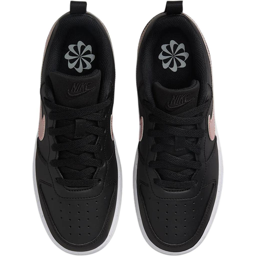 Nike Court Borough Leather Low Recraft SE Удобные Мягкие Нескользящие Прочные Низкие Детские Кроссовки Черно-Золотые Детские Кроссовки HF7307-001