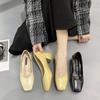 Shoes For Woman 2024 Square Toe Heels Women's Summer Footwear Office Yellow With Medium Beau Today Social Stylish Spring E