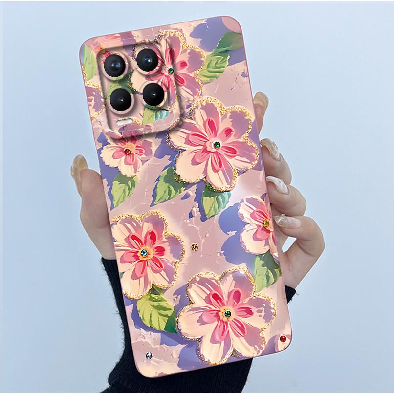 For Realme 8 Pro / Realme 8 4G 5G Phone Case Simplicity Flower Liquid Silicone Cover Realme8 8Pro RMX3085 RMX3081 RMX3241 Fundas