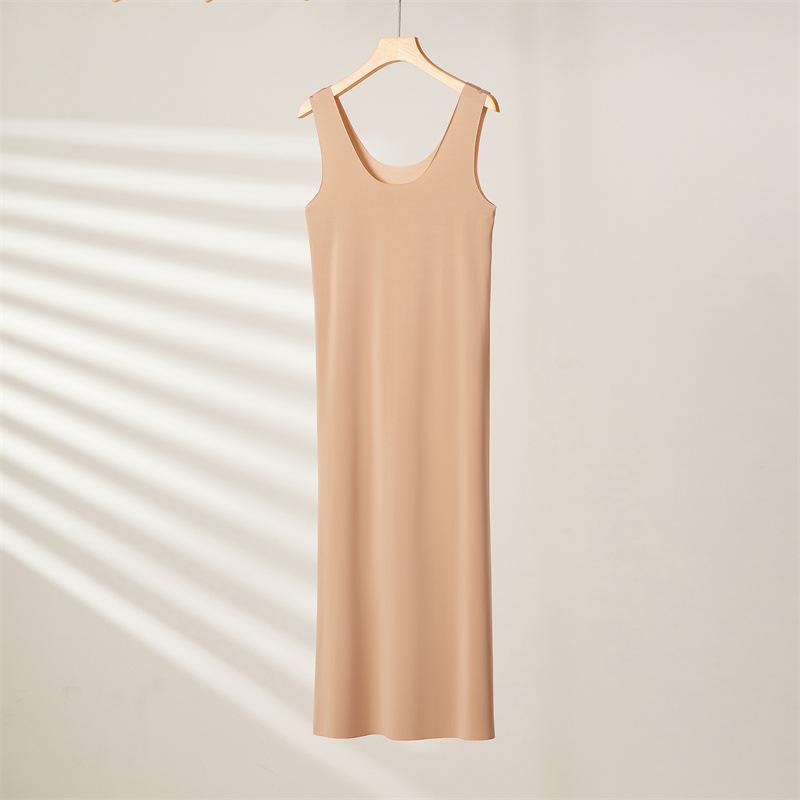 Плюс размер бесшовные полные платья-комбинации для женщин летние ледяной шелк крутая нижняя юбка нижнее белье без рукавов платье-комбинация M-5XL