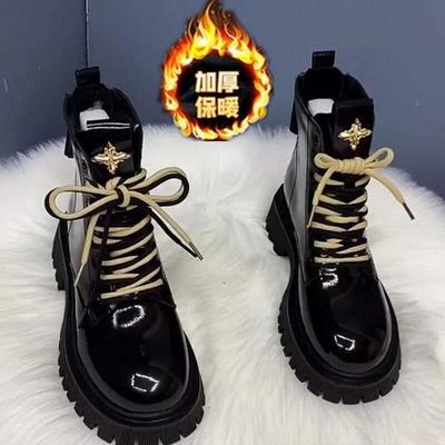 Настоящие ботинки Мартин из мягкой кожи для женщин, европейские товары 2025, новая осенне-зимняя мода, средний каблук, толстая подошва, одинарные ботинки, британский стиль