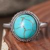 Huitan Vintage Style Imitation Turquoise Women Rings Zinc Alloy Color for Party Daily Holiday Unique Low-key Accessories Zircon