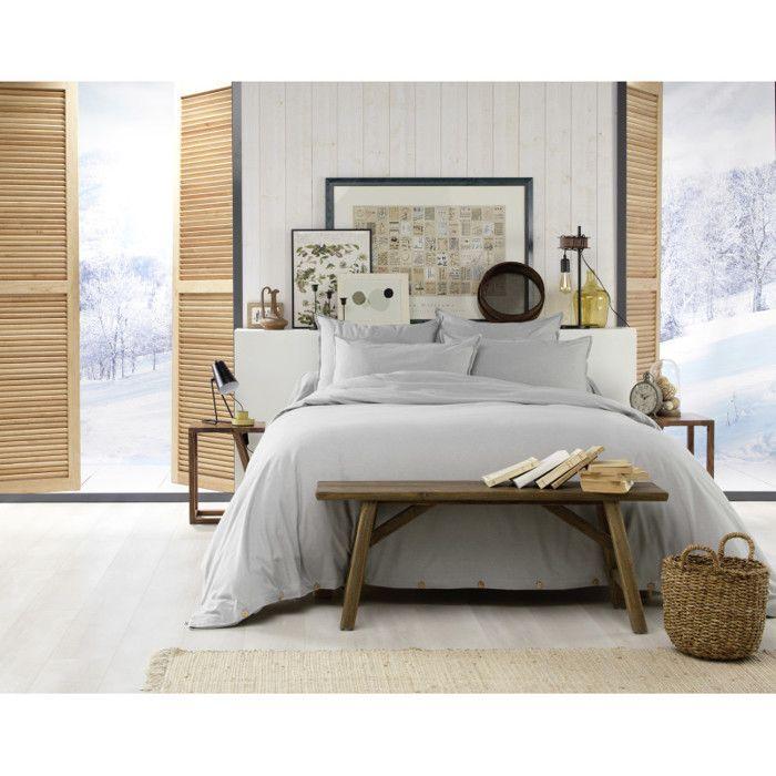 Housse de couette "Candice" toutes dimensions Flanelle de Coton - 260x240 - Candice Brume