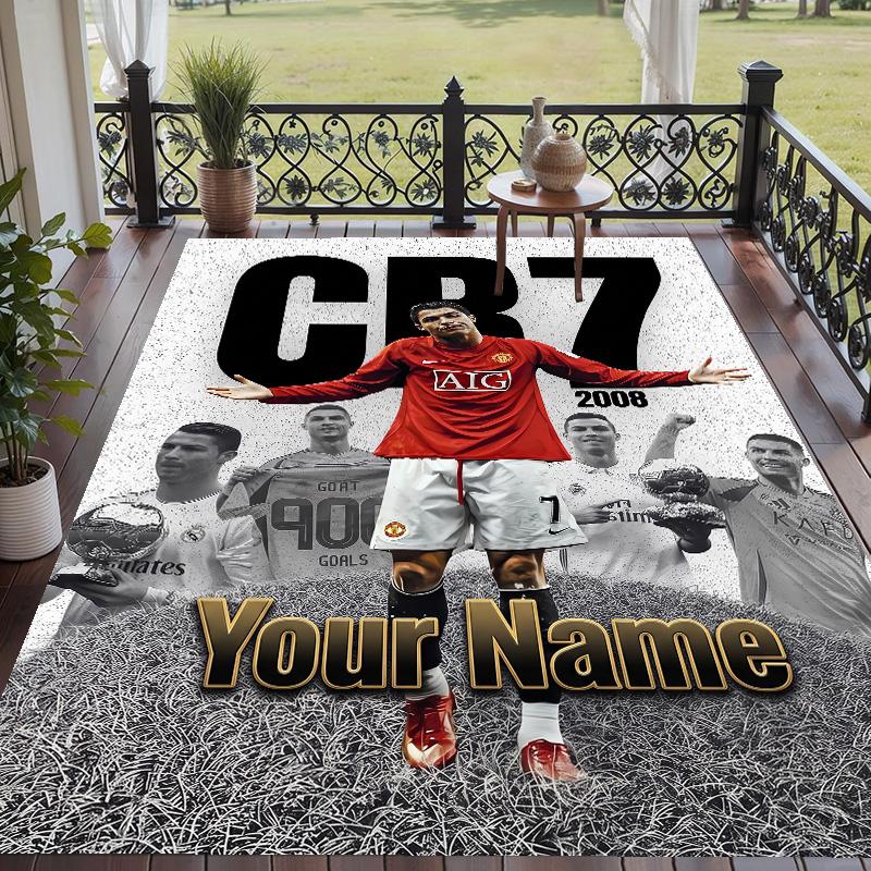 Custom Text Printed Rug Cristiano Ronaldo Non Slip Floor Carpet For Home Room Decor