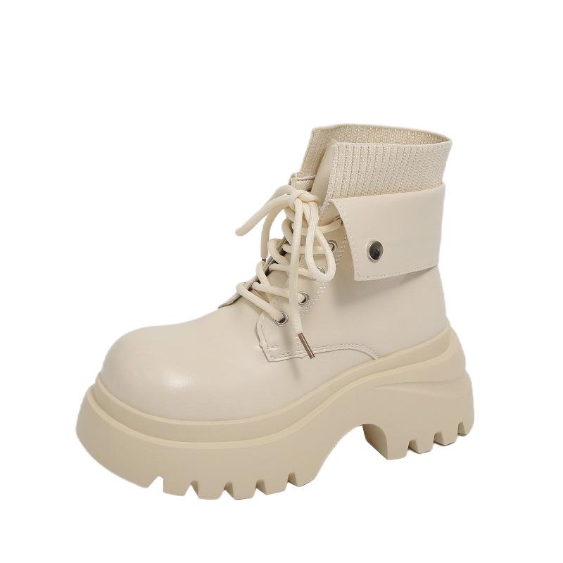 Осенне-зимние новые короткие бархатные ботинки на толстой подошве для женщин, крутые женские кожаные ботинки, британские ботинки Мартин для женщин