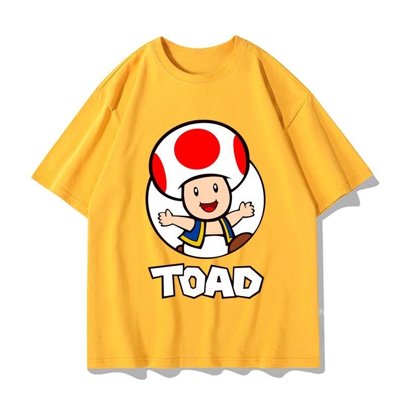 Super Mario Toad T-shirt Men and Women Summer Cotton Y2K Clothing Fashion Breathable Anime Fans Short Sleeve Tops Streetwear