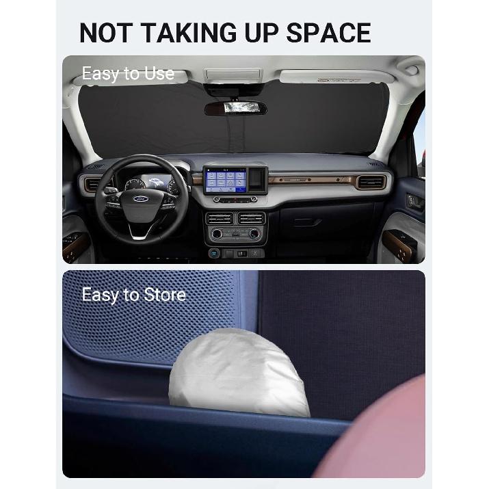 Proadsy 2024 Upgrade Front Windshield Sun Shade Foldable Sunshade Protector Custom Fit 2022 2023 2024 Ford Maverick, Hybrid, XL, XLT, Lariat Truck