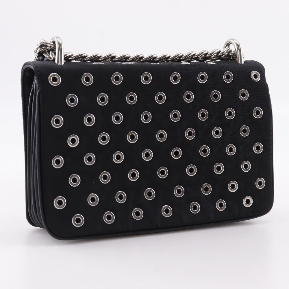PRADA ChainShoulder Shoulder Bag punching black Nylon Women Used