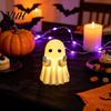 Whimsical Ghost Statue LED Middle Finger Halloween Night Light, Cute Spooky Handmade Ornaments for Desktop Home Office Decor Haunted House Display