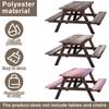 3 Pcs Picnic Table Cover Rectangle Outdoors Bench Set Polyester Waterproof Fitted Wood Grain Camping Party Decoration