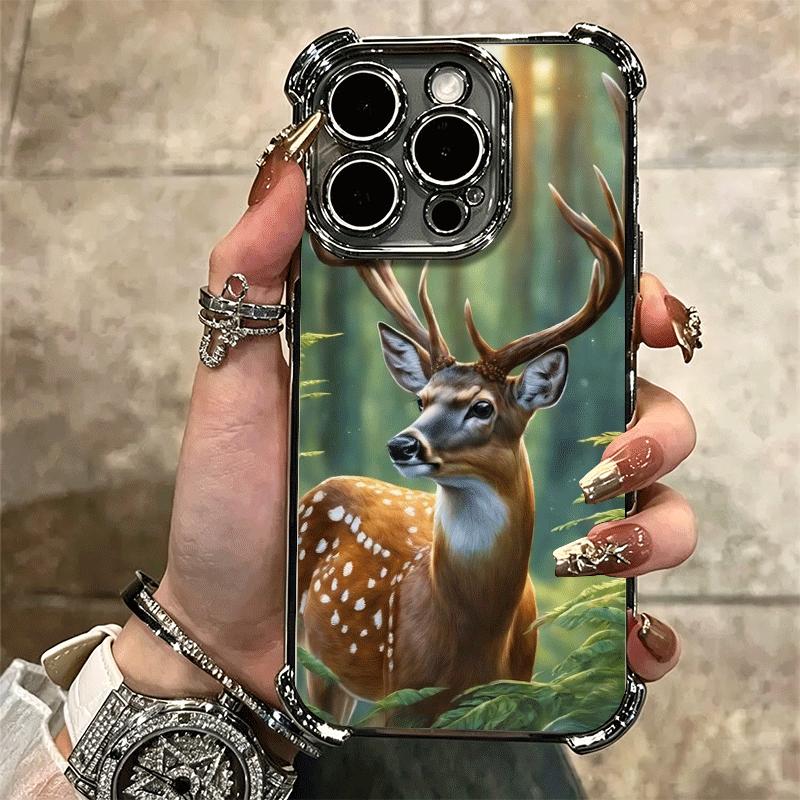 Чехол для телефона Sika Deer Elk Animal Мягкий для iPhone 15 16 17 Air 14 Pro Max 16E Plus 13 12 Mini Покрытие Защита от падения Fundas