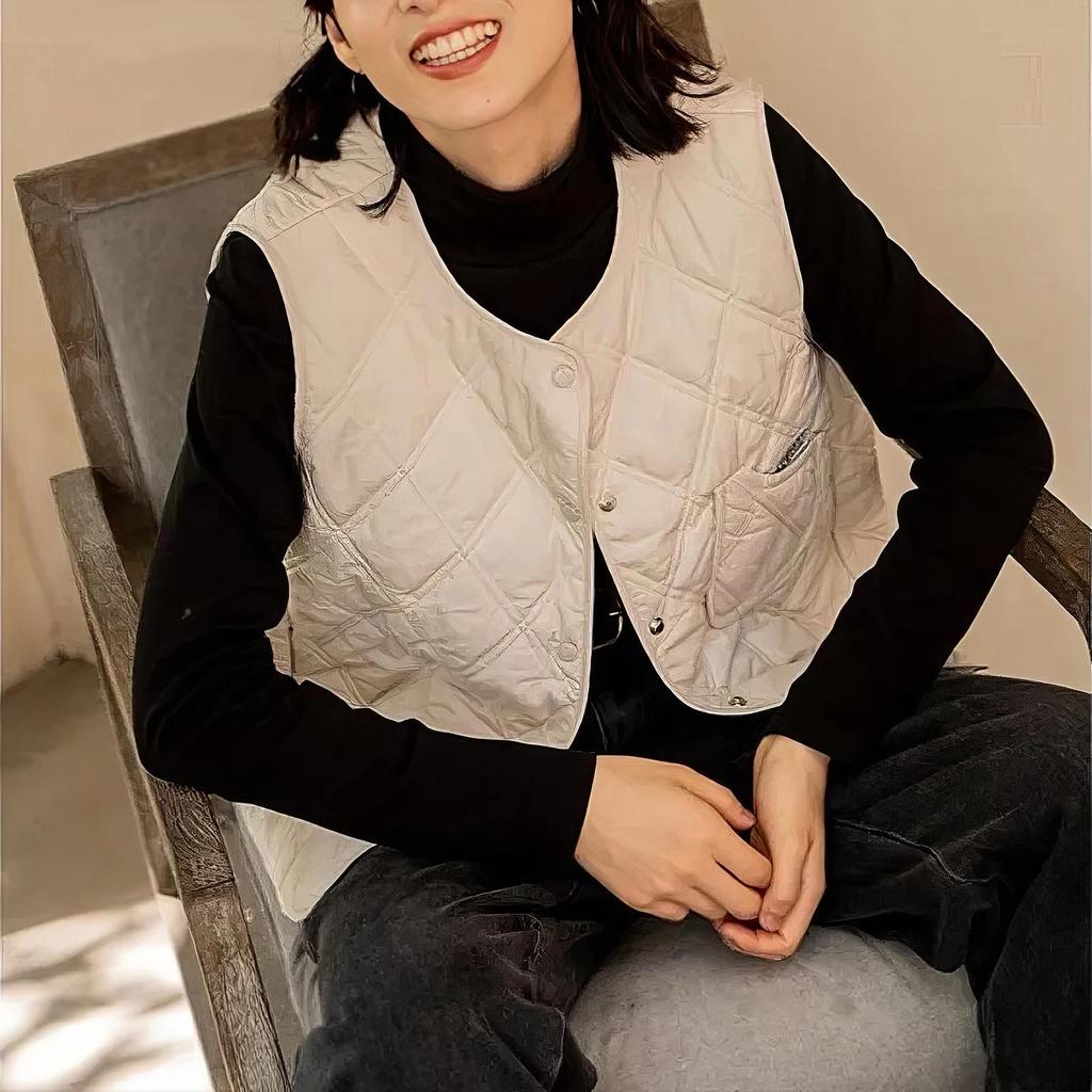 Женская мода стеганый жилет в клетку с ромбами, куртка с хлопковой подкладкой