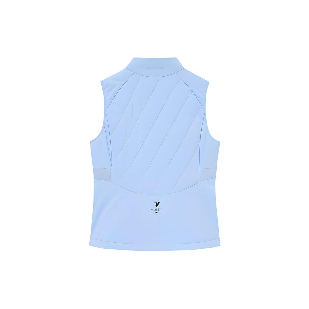 Anta Champion All-Weather Series Solid Color Zipper Stand Collar Down Vest Women Vests Asian-Games-Blue 162340915-2