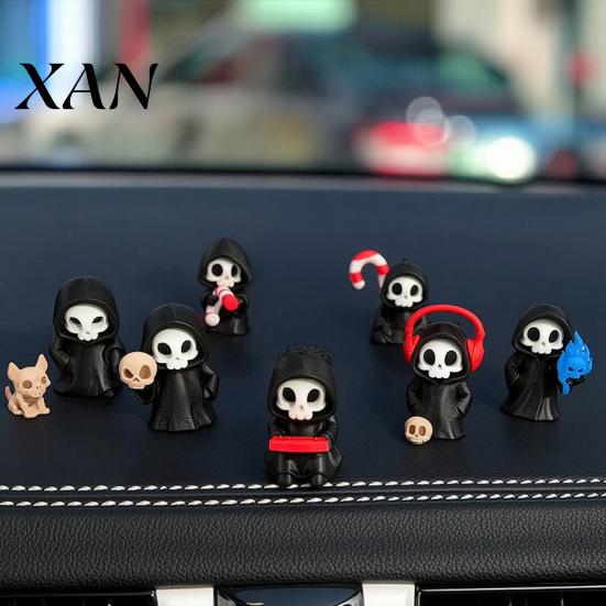 Gothic Home Decor Mini Grim Reaper Statue, 3D Printed Halloween Skull Artistic Statue Figurine for Tabletop, Desk, Shelf
