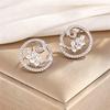 ZAKOL Elegant Leaf Cubic Zirconia Jewelry Set For Women Trendy Round Hollow Pendant Necklace Earrings Wedding Party Jewelry Gift