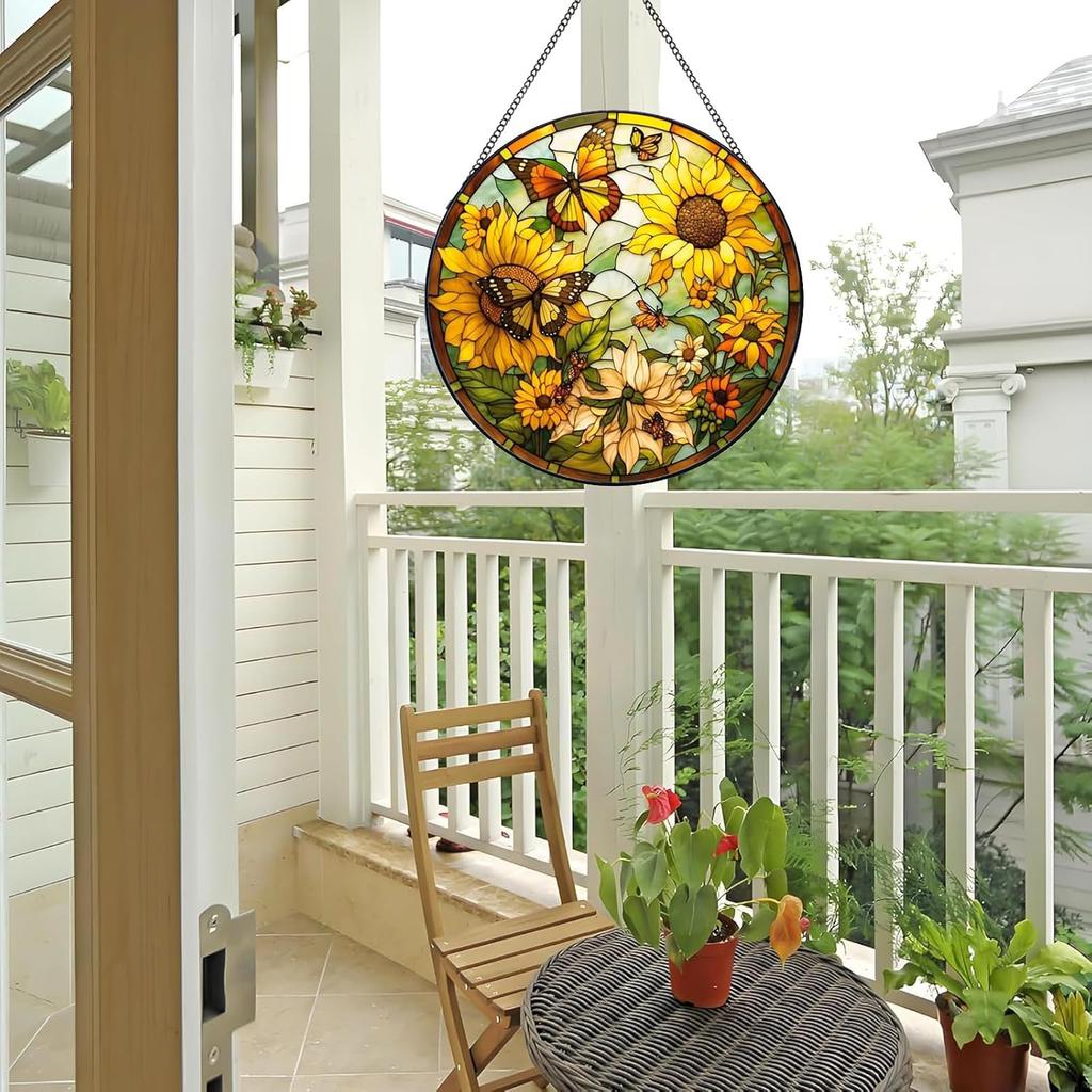Подсолнух подвесной витраж цветок любовник садовое украшение настенный декор