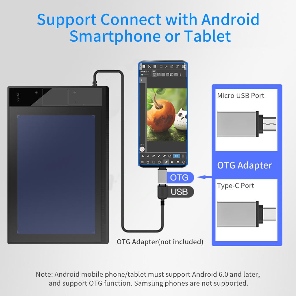 VEIKK A30 Graphics Drawing Tablet 10 X 6 Inch Large Active Area Smart Gesture Touch-Control 8192