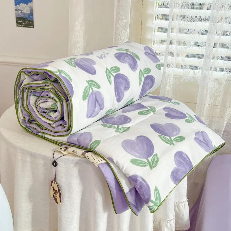 Мягкое четырехсезонное пуховое одеяло с кондиционером, летнее тонкое одеяло, дышащее мягкое офисное одеяло для сна