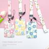 Sweet Floral Card Protective Sleeve Neck Strap Lanyard Card Holder Cute Card Case ID/Bus/Bank Card