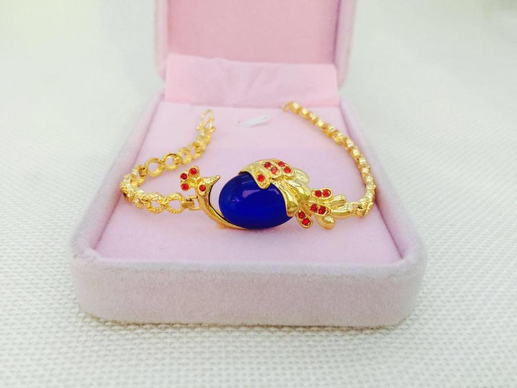 Европейский позолоченный женский набор: колье и браслет с подвеской 'Кошачий глаз' и 'Павлин'