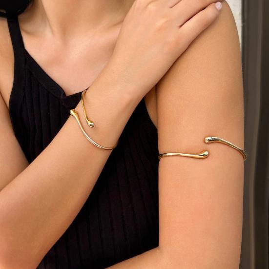 Women Arm Bracelet Liquid State Arm Cuff Adjustable Opening Design Bangle Retro Style Arm Jewelry Gift