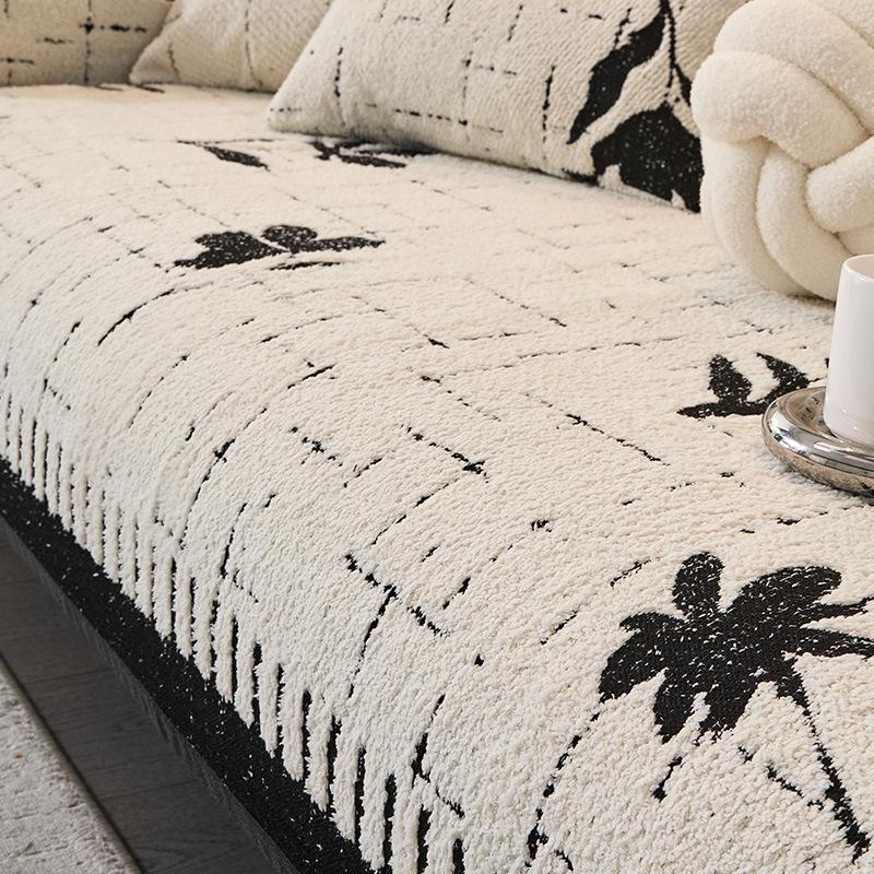 Премиальная кожаная подушка для дивана Осень и зима Новая плюшевая прямая нескользящая подушка для сиденья Чехол на диван Полотенце