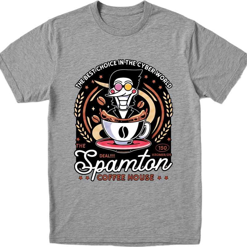 Stylish For Her Summer Tshirt Cyber Coffee Robot Cup Design Logo Short Sleeve Solid Color Oneck For Her Tee Shirt Man Tee Shirt