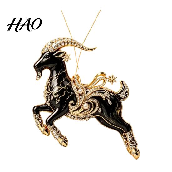 Festive Party Supplies for Christmas Black Goat Tree Hanging Ornament, 2D Acrylic Winter Wonderland Favors Pendant, Decorative Car Accessory