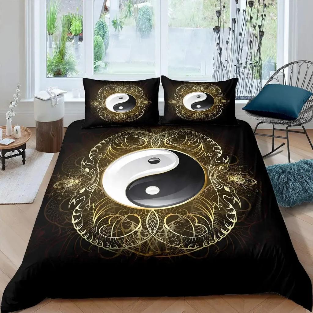 Комплект пододеяльников Инь-Ян в стиле бохо Trippy Art Twin Одеяло Gossip Traditional Ying Yang Theme King Size Полиэстеровое одеяло