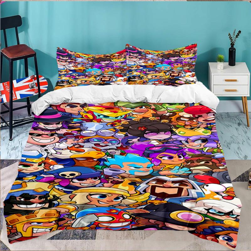 3PCS Brawl Game Bedding Set,Including 1pc Duvet Cover And 2pcs Pillowcases Perfect for Bedroom, Dormitory, Large size Fan Christmas gift