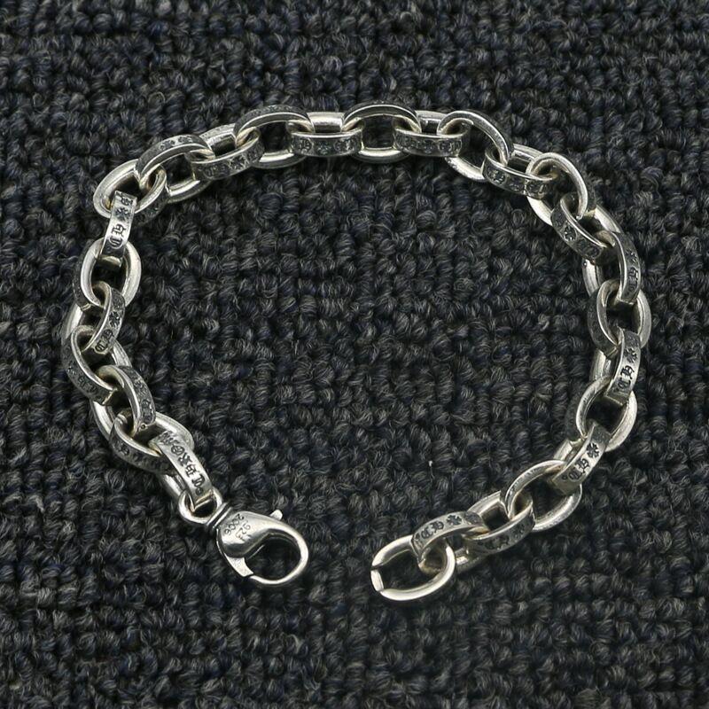 Мужской толстый браслет с буквами в стиле хип-хоп из серебра 925 пробы в стиле ретро для мужчин и женщин, мужской индивидуальный браслет