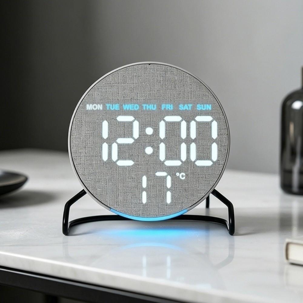 Round/Square Digital LED Clock Plastic Bedside Wake-up Clock Creative LED Electronic Watch Student