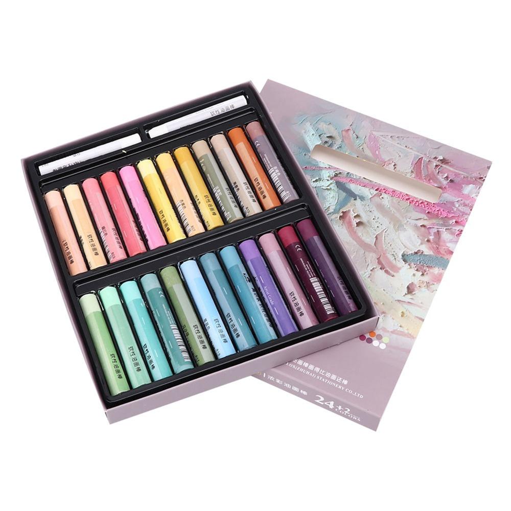 24Colors Soft Oil Pastel Set Smooth Painting Tool Simple Surface Wiping Art Supply Daily Drawing