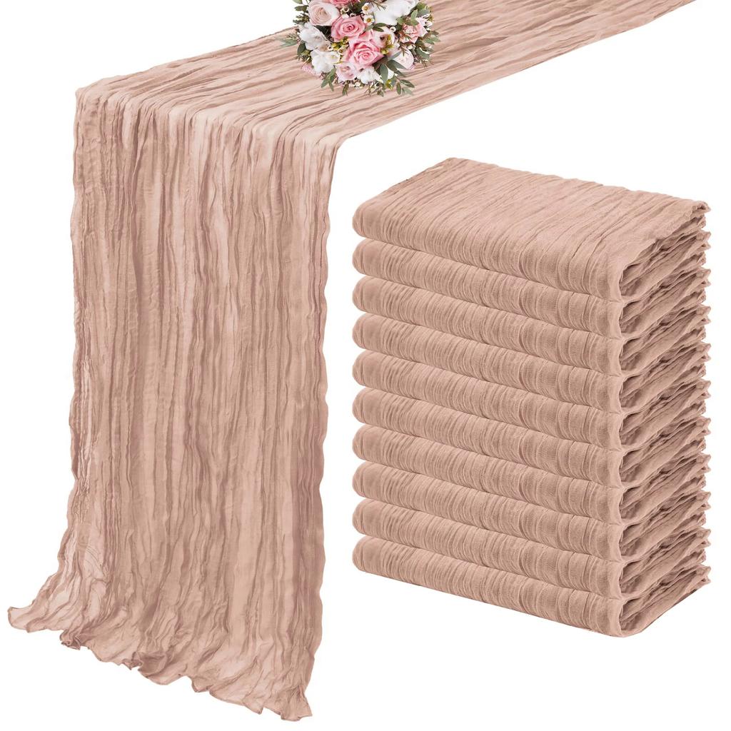 Set of 12 Semi-Sheer Gauze Table Runner Cheesecloth Tablecloth Dusty Blue Dining Wedding Party Christmas Banquets Arches Decor
