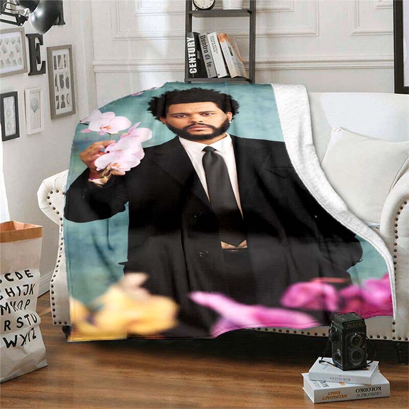 The customizable T-The Weeknd flannel soft blanket is suitable for home, bedroom, bed, sofa, travel, and children's use.