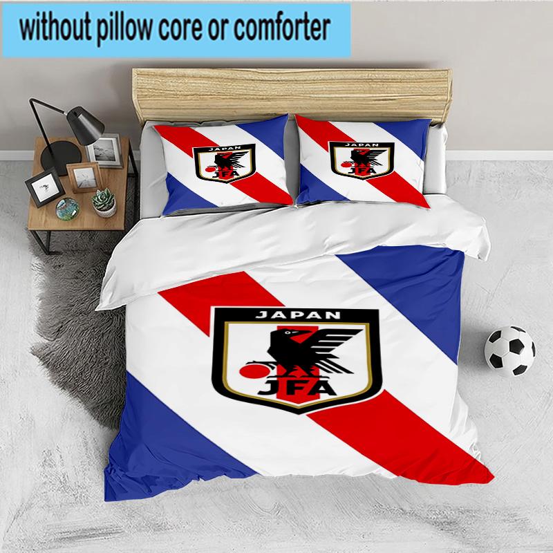 Japan Football Association Emblem 3PCS Bedding set,Ideal for 1pc Duvet Cover And 2pcs Pillowcases Perfect for Fan gift,Ideal for Bedroom, Dormitory