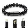 Креативный браслет, кабель для передачи данных, кабель USB для быстрой зарядки с дизайном из бусин для iPhone Android Type C (5V / 2A)