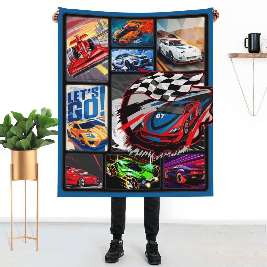 Cool Boy Racing Blanket For Men Flannel Blanket