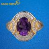 Sace Gems Роскошные кольца из стерлингового серебра 925 пробы с изменяемым размером, кольца с натуральным аметистом для женщин, обручальные, коктейльные, вечерние, изящные ювелирные изделия, подарок